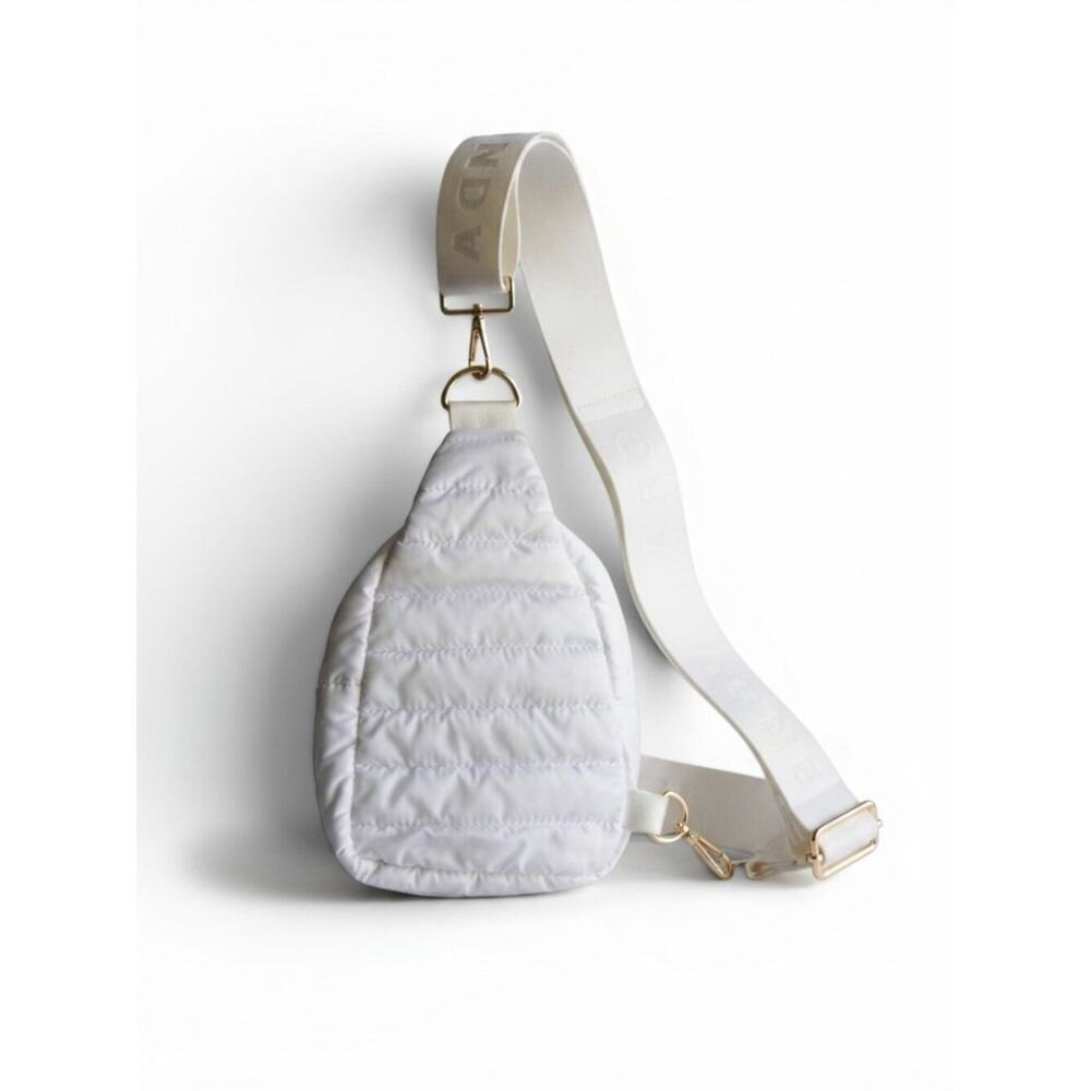 AHDORNED White Quilted Mini Sling Backpack Crossbody Gold HW - Picture 7 of 13